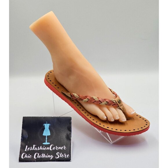 Ugg Australia Women's Tan Coral Leather Navie Braided Flip Flops Size 11 2641 - Picture 12 of 15